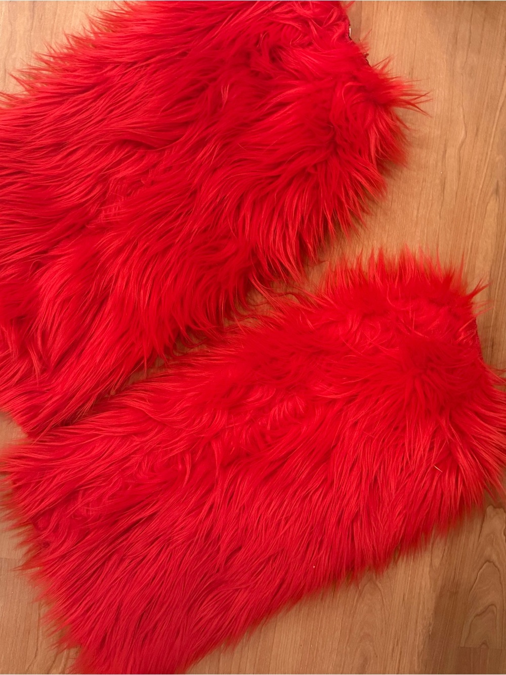 Brand New Vibrant Red Faux Fur Leg Warmers